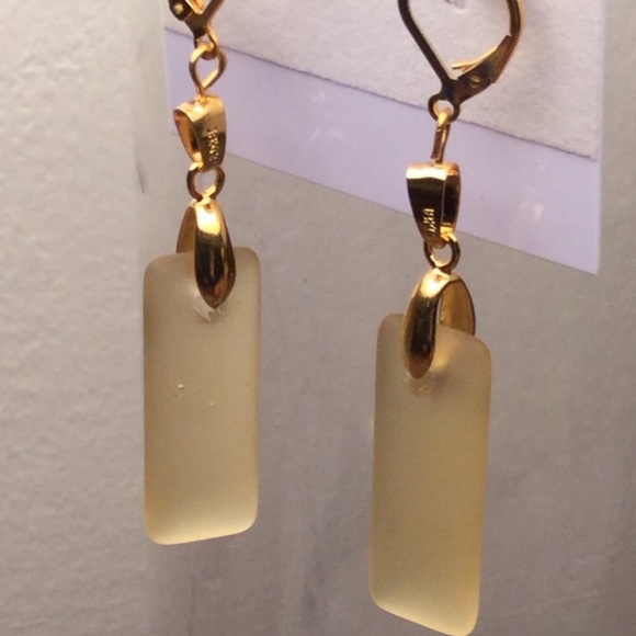 MariMeg Curio Closet Jewelry - 18K Gold Plated Sea Glass Earrings